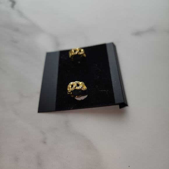 Sterling Silver Gold Plated Rhinestone Earrings - Picture 5 of 5